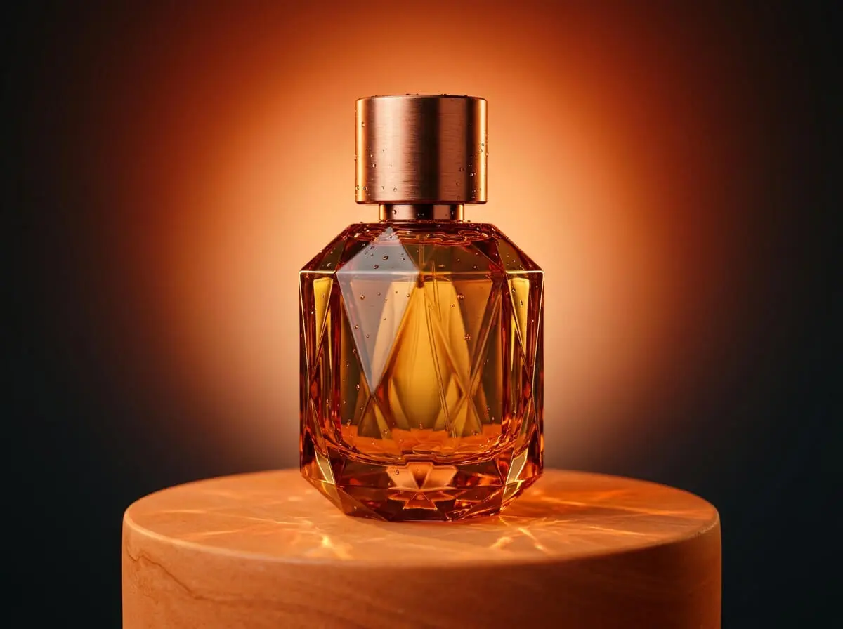 Perfume hero shot generated through VOSU MCP