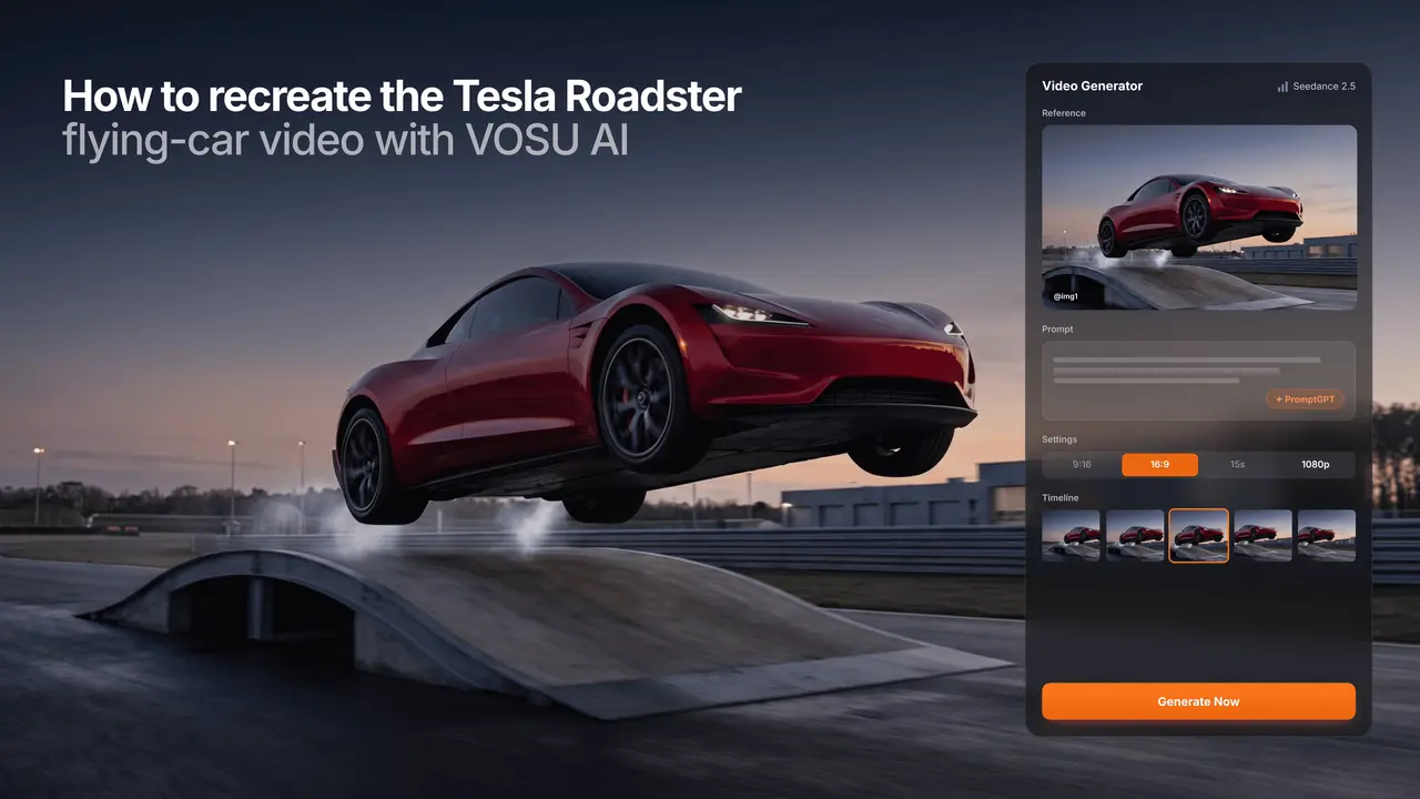 tesla roadster flying car ai video